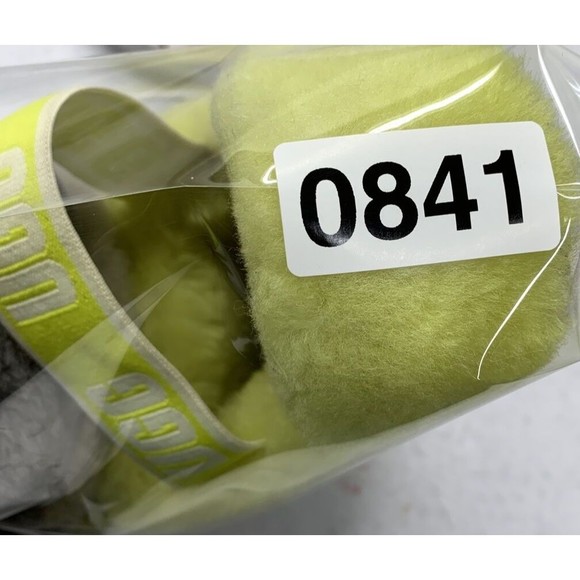 UGG Fluff Yeah Slides Sheepskin Slippers Sulfur Multi Yellow Women's US 6 - Picture 13 of 13